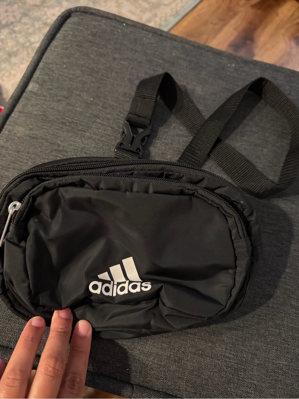 adidas Black Nylon Waist Pack with Logo